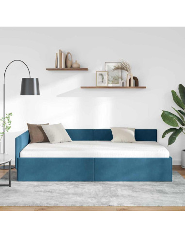 Cornice del letto ad angolo Altro con testiera Blu 90 x 200 cm