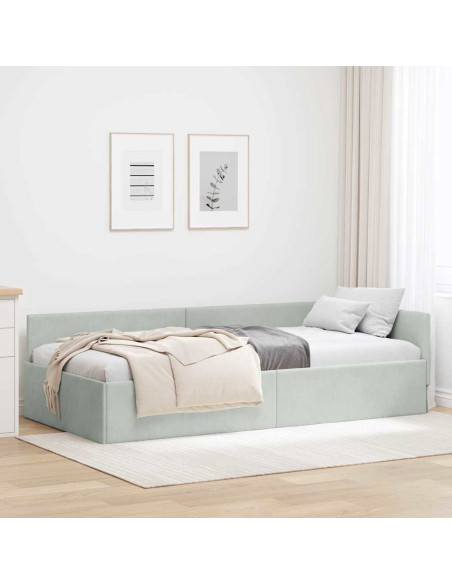 Cornice del letto ad angolo Grigio chiaro 90 cm x 200 cm
