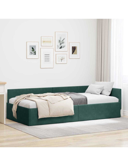 Cornice del letto ad angolo Altro Verde scuro 90 x 200 cm