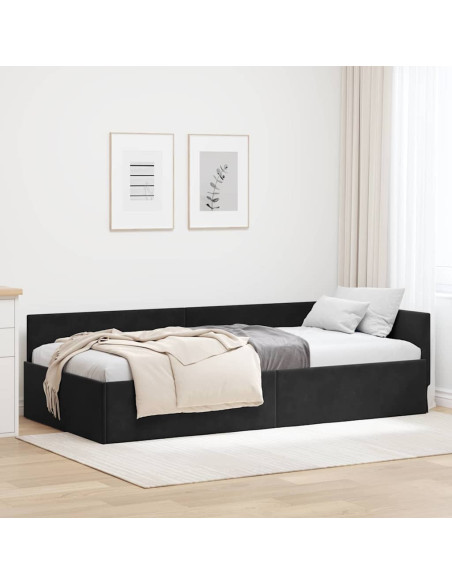 Cornice del letto ad angolo Altro con testiera Nero 90 x 200 cm