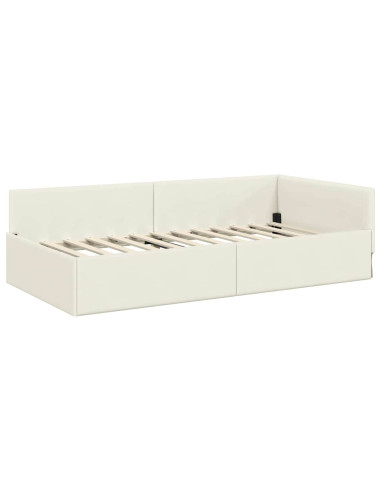 Cornice del letto ad angolo Crema 90 cm x 200 cm Velluto