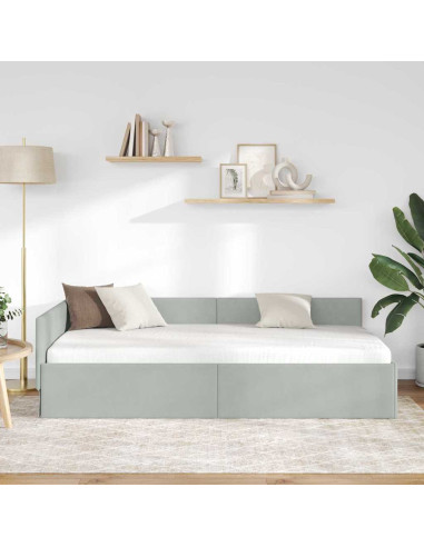 Cornice del letto ad angolo Grigio chiaro 100 cm x 200 cm