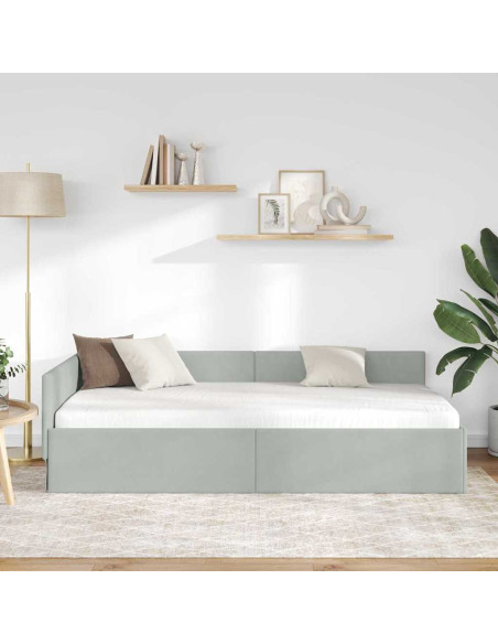 Cornice del letto ad angolo Grigio chiaro 100 cm x 200 cm