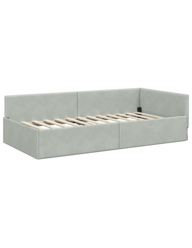 Cornice del letto ad angolo Altro Grigio chiaro 100 x 200 cm