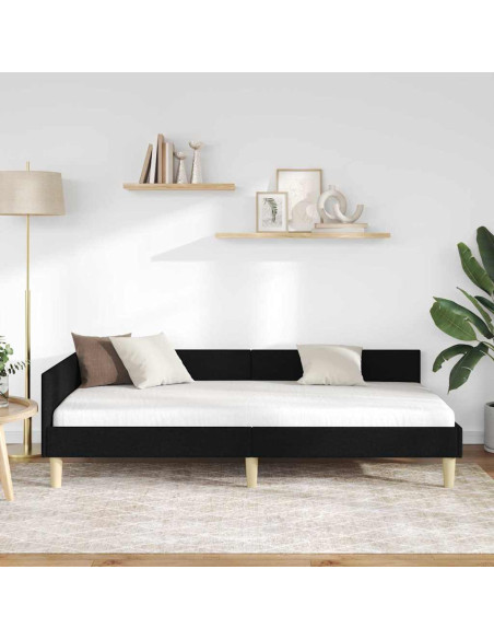 Cornice del letto ad angolo Altro con testiera Nero 80 x 200 cm