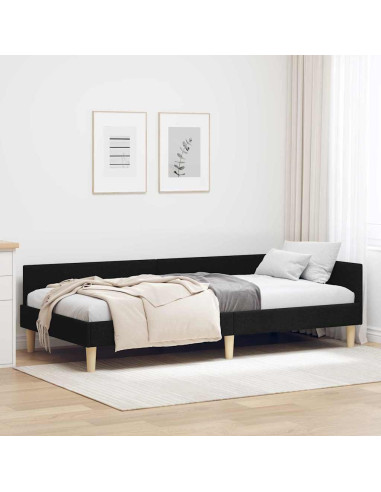 Cornice del letto ad angolo Altro con testiera Nero 90 x 190 cm