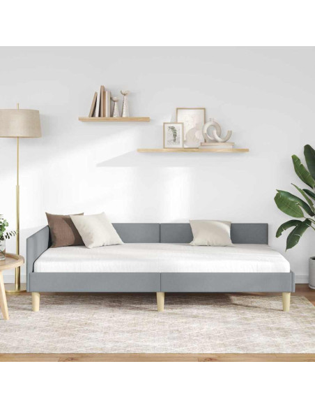 Cornice del letto ad angolo Altro Grigio chiaro 100 x 200 cm