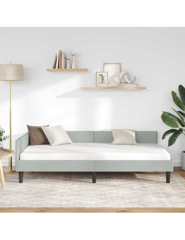 Struttura del letto ad angolo Grigio chiaro 90 x 190 cm