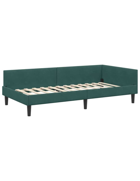 Struttura del letto ad angolo Verde scuro 90 x 190 cm