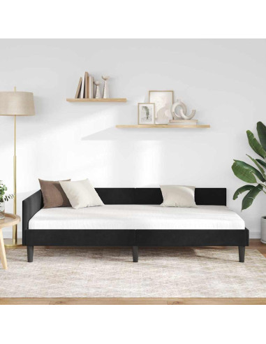 Struttura del letto ad angolo con testiera Nero 90 x 190 cm