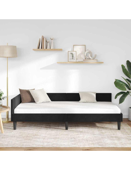 Struttura del letto ad angolo con testiera Nero 90 x 190 cm