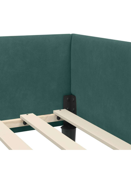 Struttura del letto ad angolo Verde scuro 90 x 200 cm
