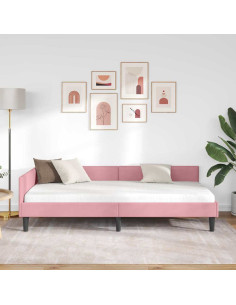 Cornice del letto ad angolo Rosa 90 cm x 200 cm Velluto 2