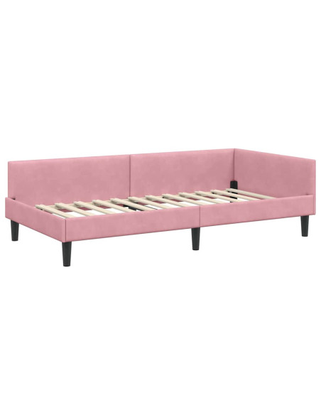 Cornice del letto ad angolo Rosa 90 cm x 200 cm Velluto