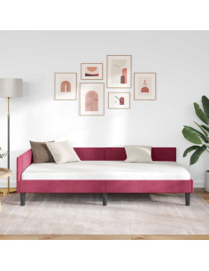 Cornice del letto ad angolo Rosso Vino 90 cm x 200 cm Velluto 2
