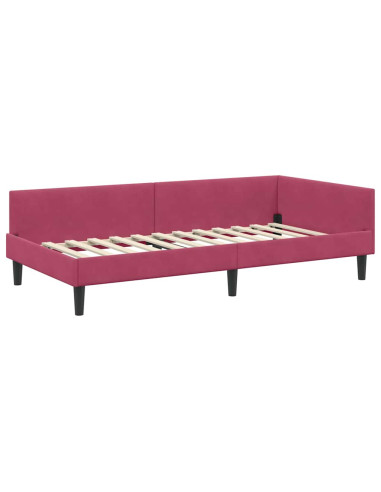 Cornice del letto ad angolo Rosso Vino 90 cm x 200 cm Velluto