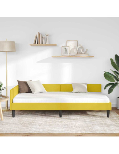 Struttura del letto ad angolo con testiera Giallo 90 x 200 cm