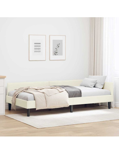 Struttura del letto ad angolo con testiera Crema 90 x 200 cm