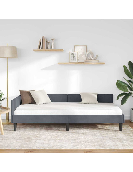 Struttura del letto ad angolo Grigio scuro 100 x 200 cm