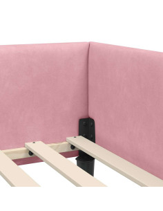 Struttura del letto ad angolo con testiera Rosa 100 x 200 cm 2