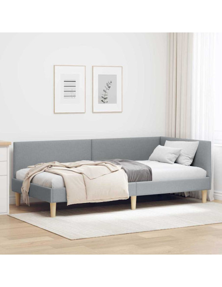 Cornice del letto ad angolo Altro Grigio chiaro 90 x 190 cm