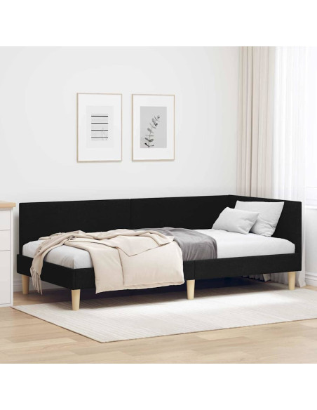 Cornice del letto ad angolo Altro con testiera Nero 90 x 190 cm