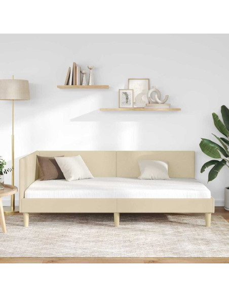Cornice del letto ad angolo con testiera Crema 90 cm x 190 cm