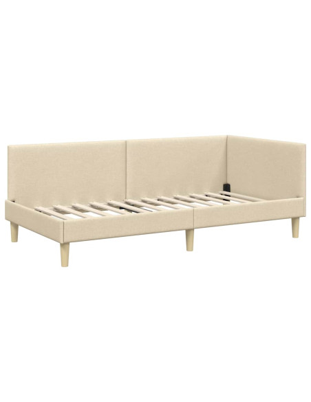 Cornice del letto ad angolo con testiera Crema 90 cm x 190 cm