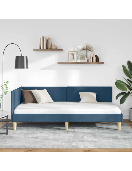 Cornice del letto ad angolo con testiera Blu 90 cm x 190 cm