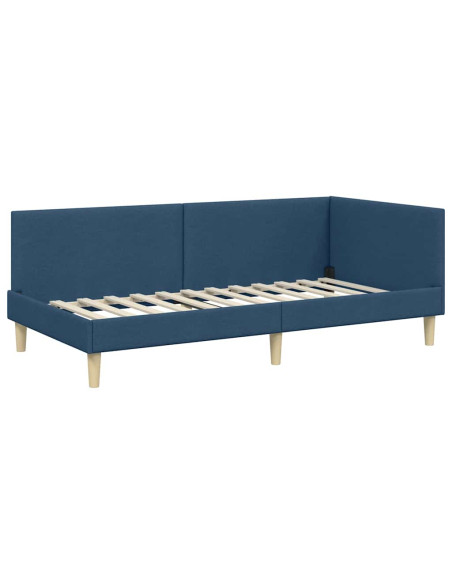 Cornice del letto ad angolo con testiera Blu 90 cm x 190 cm