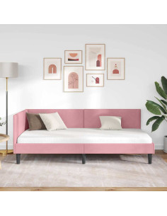 Cornice del letto ad angolo Rosa 80 cm x 200 cm Velluto 2