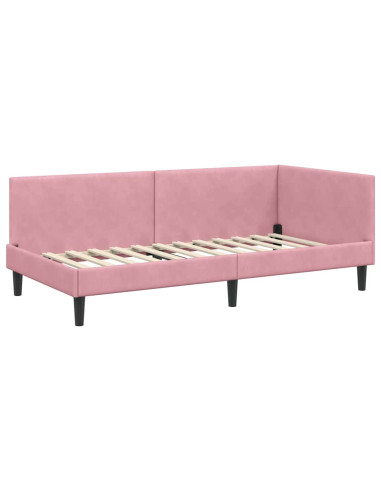 Cornice del letto ad angolo Rosa 80 cm x 200 cm Velluto