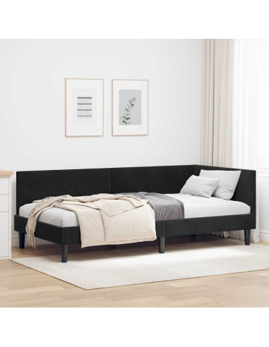 Cornice del letto ad angolo Altro con testiera Nero 80 x 200 cm