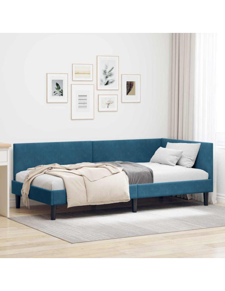 Cornice del letto ad angolo Altro con testiera Blu 90 x 190 cm