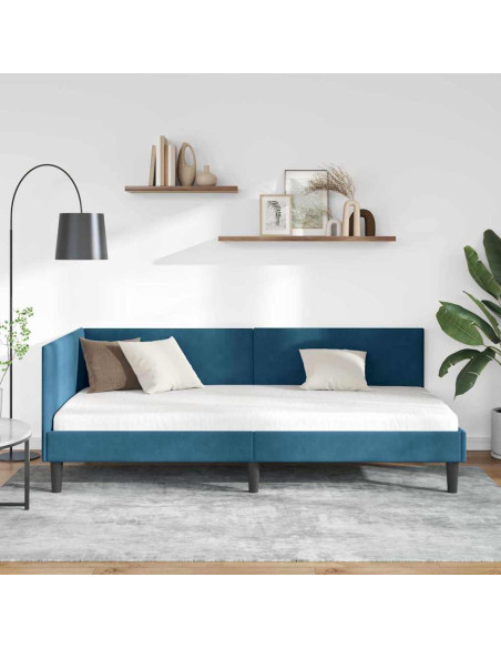 Cornice del letto ad angolo Altro con testiera Blu 90 x 200 cm