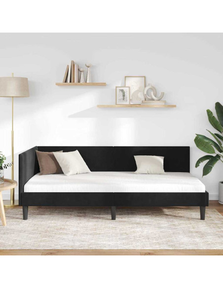 Cornice del letto ad angolo Altro con testiera Nero 90 x 200 cm