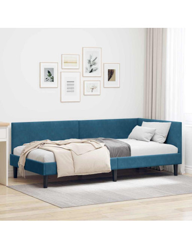 Cornice del letto ad angolo Altro con testiera Blu 100 x 200 cm