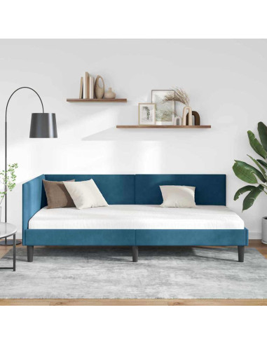 Cornice del letto ad angolo Altro con testiera Blu 100 x 200 cm