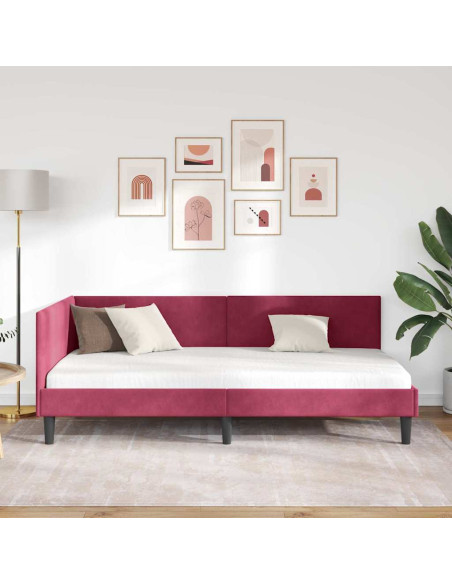 Cornice del letto ad angolo Altro Rosso vino 100 x 200 cm