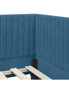 Cornice del letto ad angolo Blu 80 x 200 cm Velluto 2