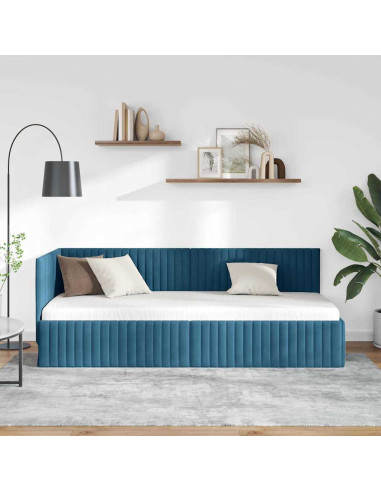 Cornice del letto ad angolo Blu 80 x 200 cm Velluto