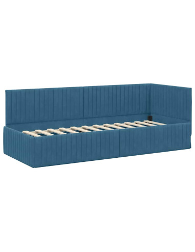Cornice del letto ad angolo Blu 80 x 200 cm Velluto