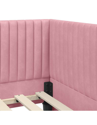 Cornice del letto ad angolo Rosa 80 x 200 cm Velluto