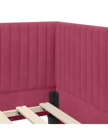 Cornice del letto ad angolo Rosso vino 80 x 200 cm Velluto