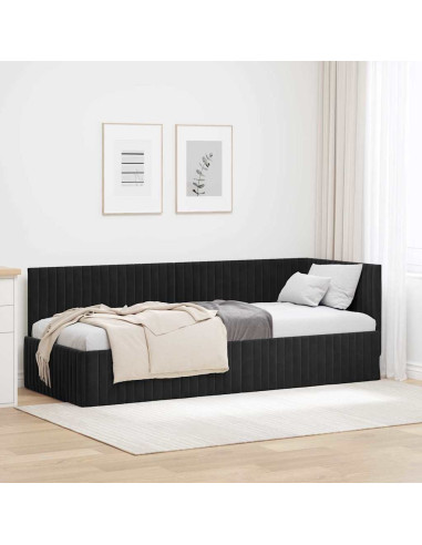 Cornice del letto ad angolo Nero 80 x 200 cm Velluto