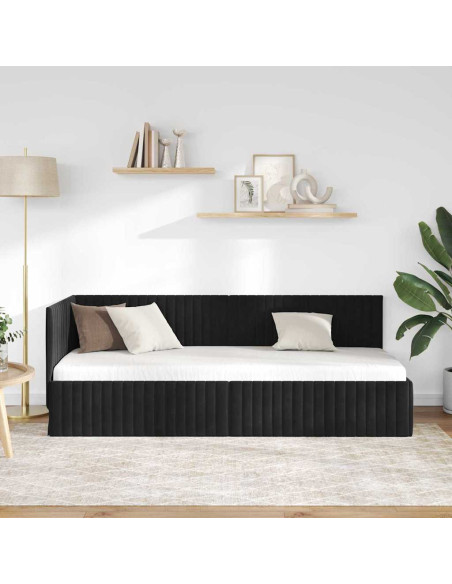 Cornice del letto ad angolo Nero 80 x 200 cm Velluto