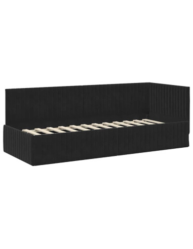 Cornice del letto ad angolo Nero 80 x 200 cm Velluto