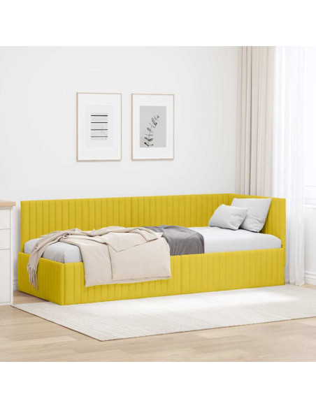 Cornice del letto ad angolo Giallo 80 x 200 cm Velluto