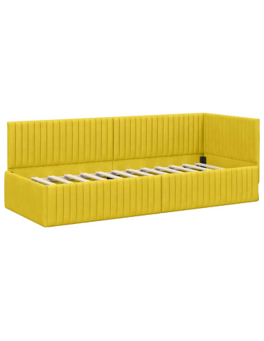 Cornice del letto ad angolo Giallo 80 x 200 cm Velluto