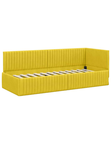 Cornice del letto ad angolo Giallo 80 x 200 cm Velluto